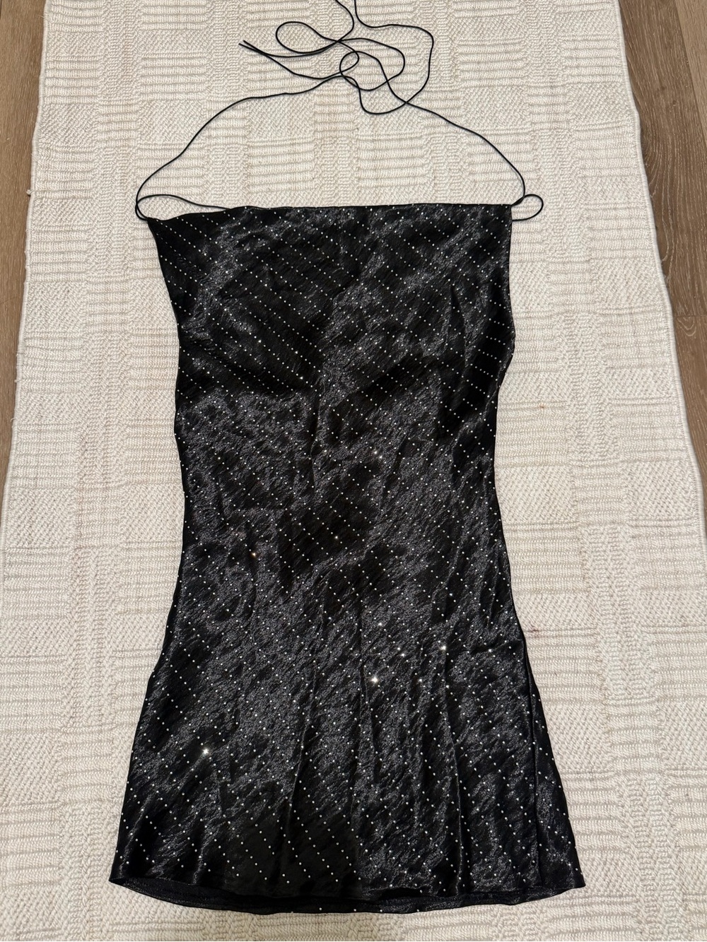 Zara Black Sparkle Halter-Style Mini Dress